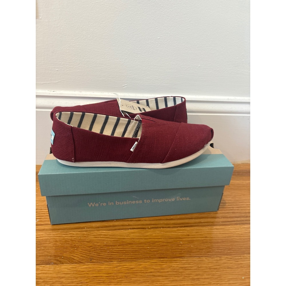 New‎ TOMS Women's Burgundy Alpargata Heritage Canvas Slip On Shoes Size 9.5